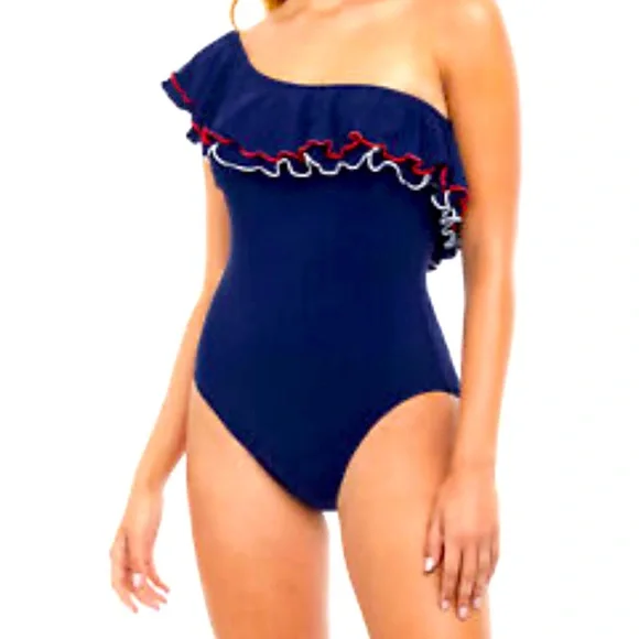 Profile By Gottex Women's Off The Shoulder One Piece Swimsuit – D-Cup, Adjustable Straps & Tummy Control - View #5